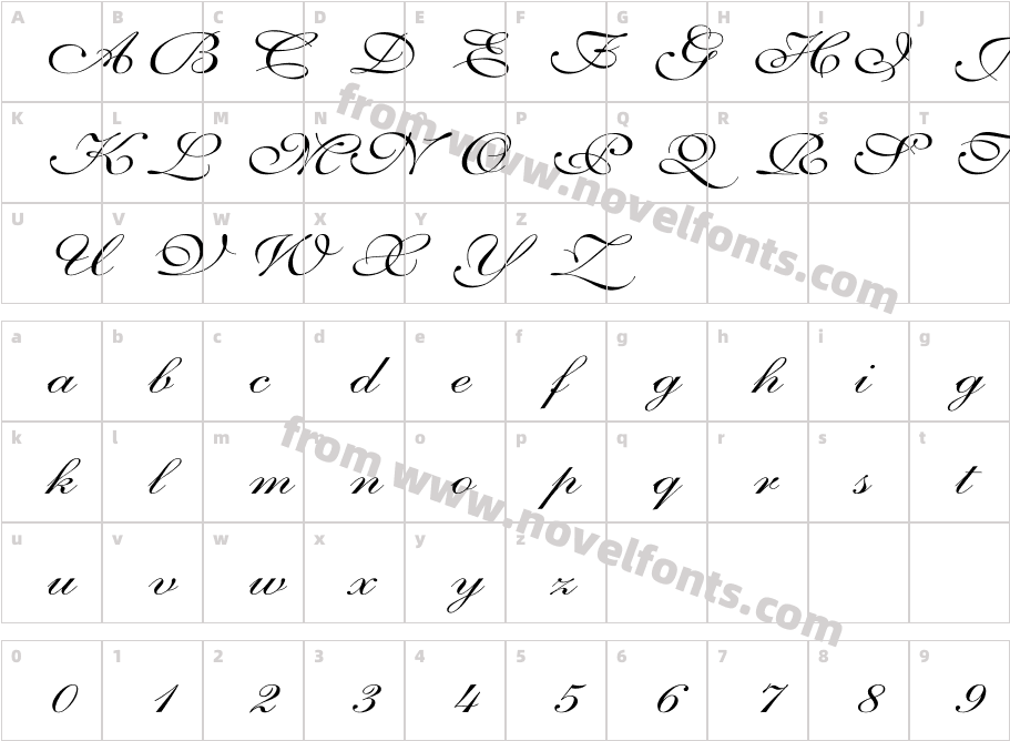 Shelley-VolanteScript WdCharacter Map