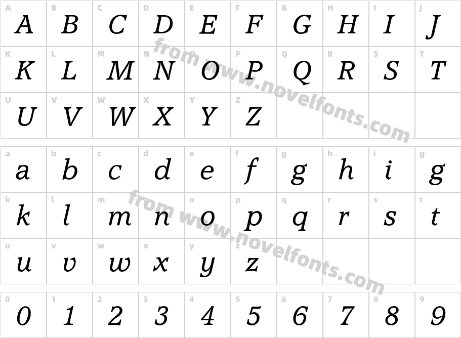 AccoladeEF-LightItalicCharacter Map