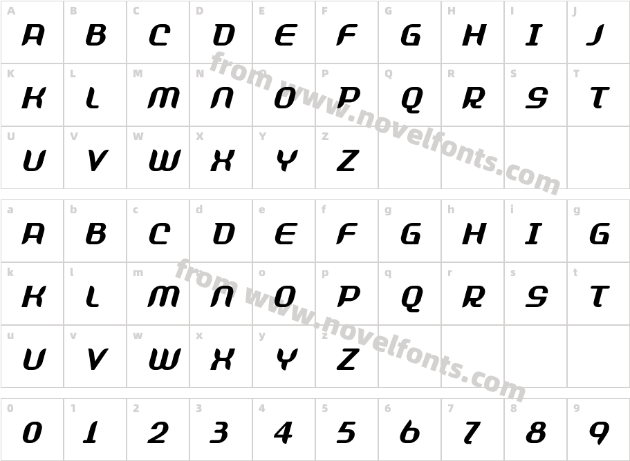 Shifty-ObliqueCharacter Map