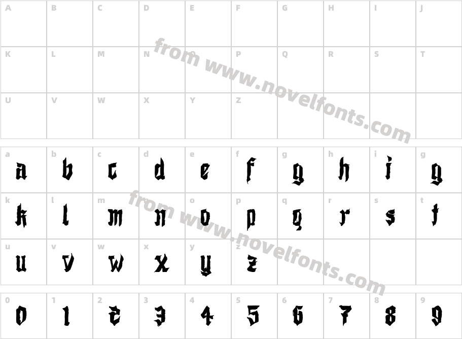 Shodo Gothic DemoCharacter Map