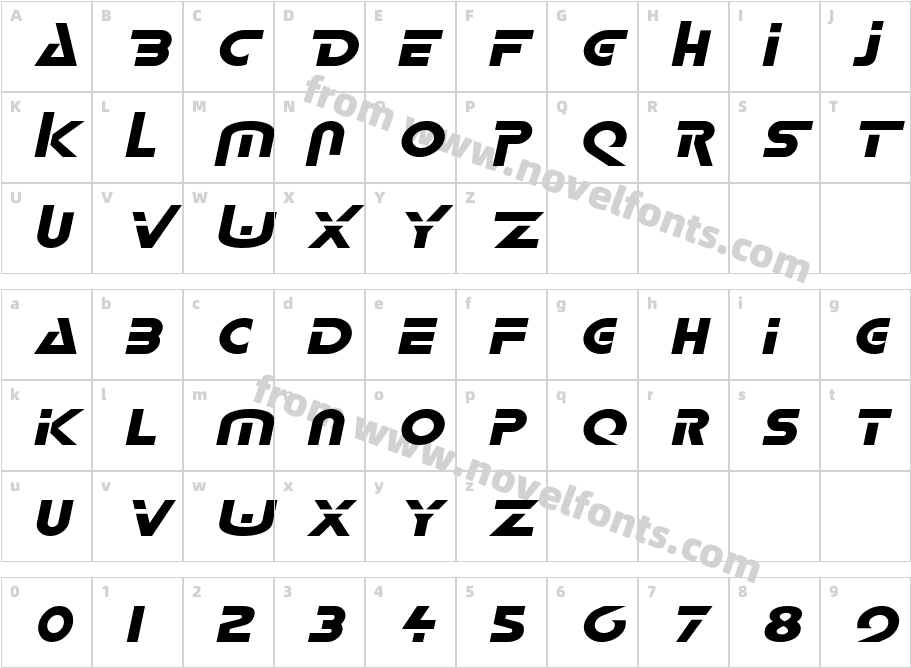 Delta-Extended ItalicCharacter Map