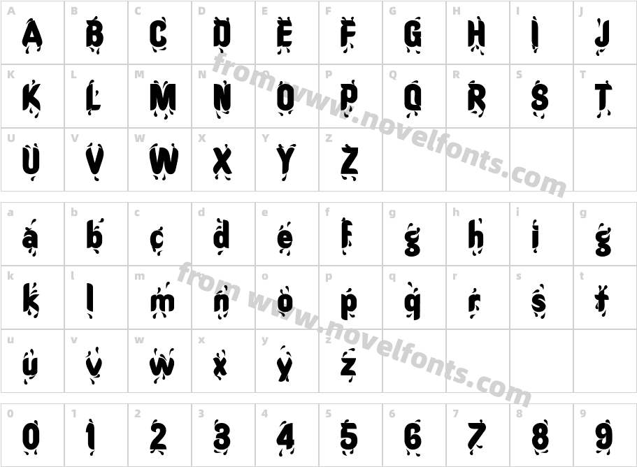 Shower BoldCharacter Map