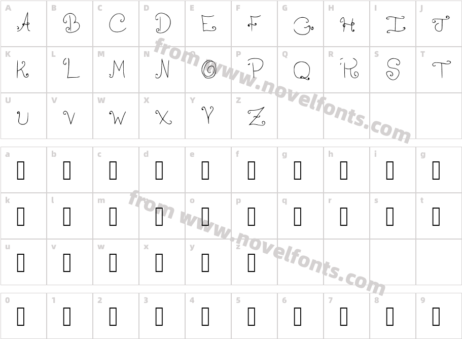 Shrimp FancyCaps MediumCharacter Map