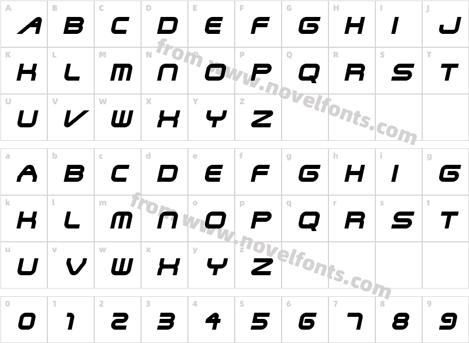 Shuttle  ItalicCharacter Map