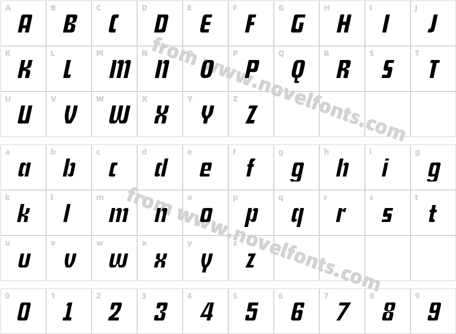 Shylock ItalicCharacter Map