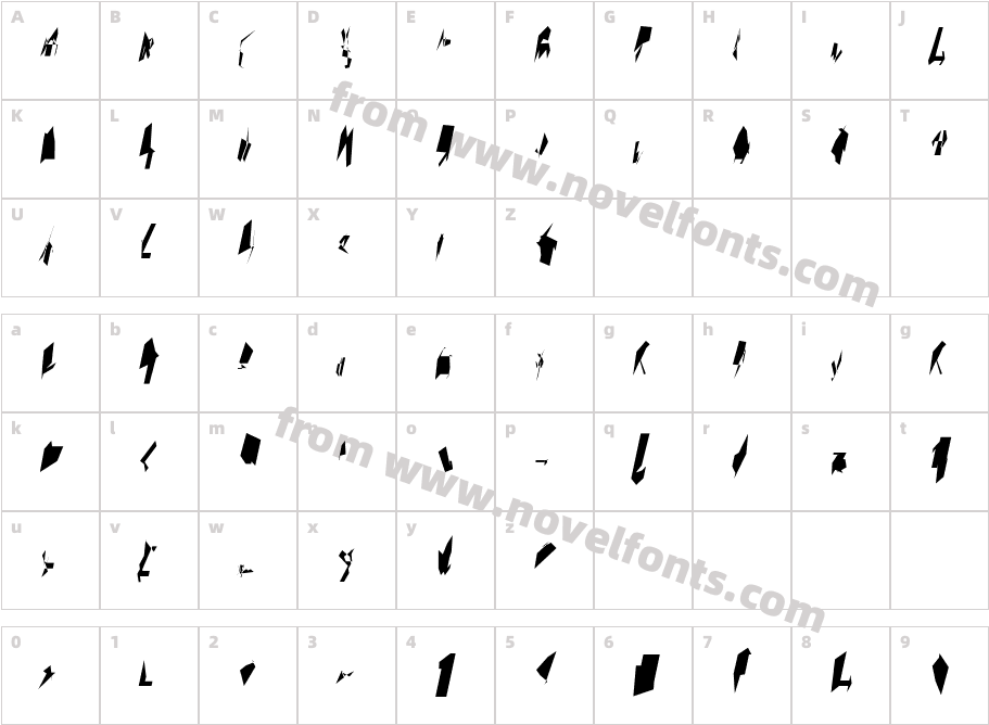 Siberia Narrow ObliqueCharacter Map