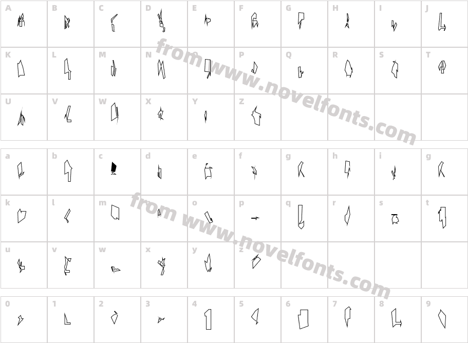 Siberia Narrow OutlineCharacter Map