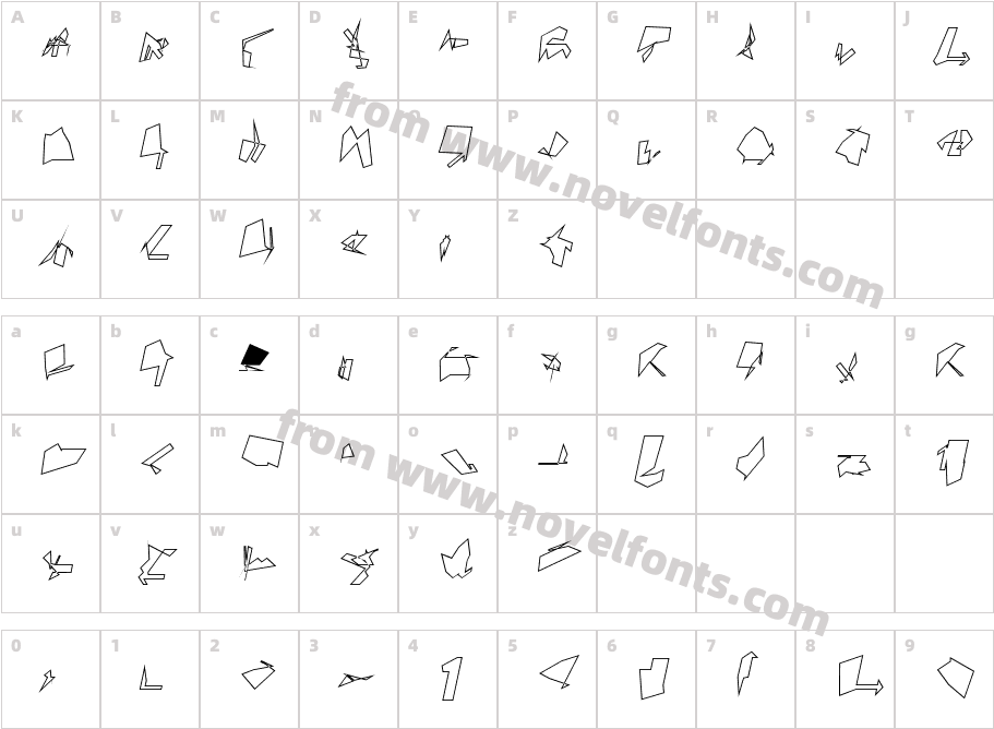 Siberia Outline ObliqueCharacter Map