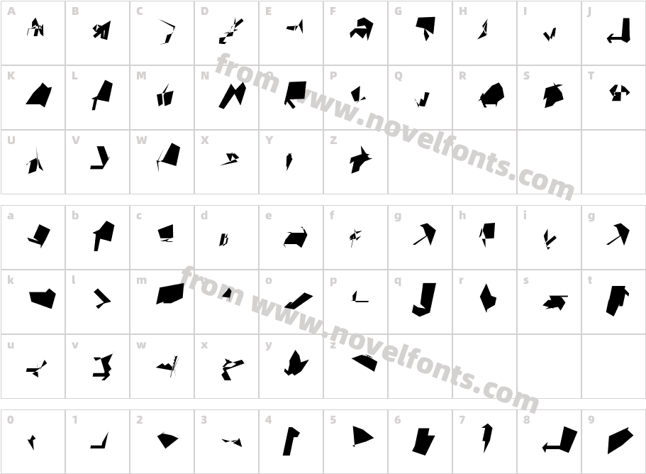 Siberia Reversed ObliqueCharacter Map