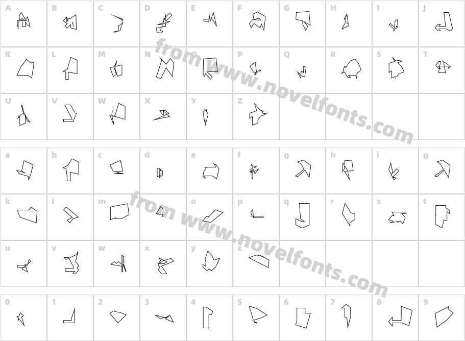 Siberia Reversed OutlineCharacter Map