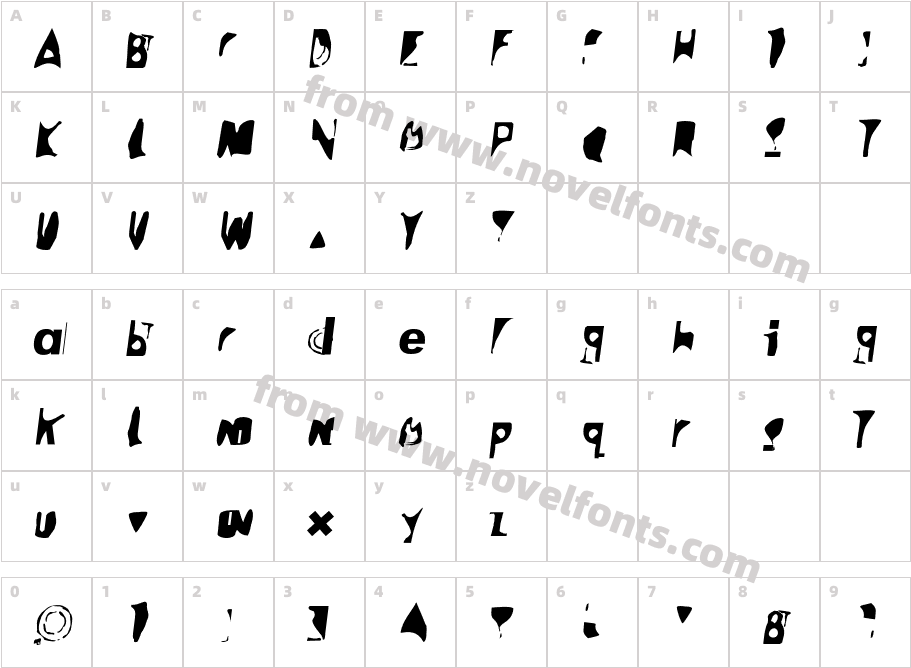 Sidewalker-ItalicCharacter Map