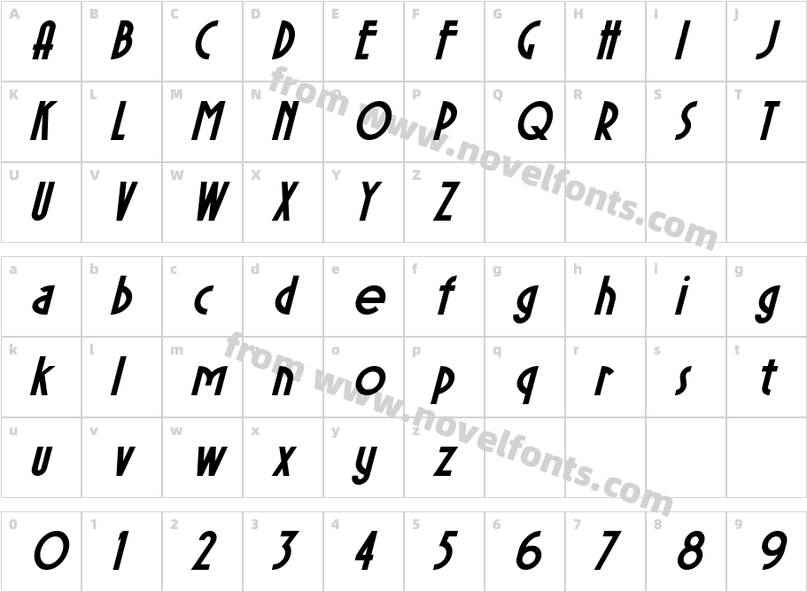 Sierra Madre Bold ItalicCharacter Map