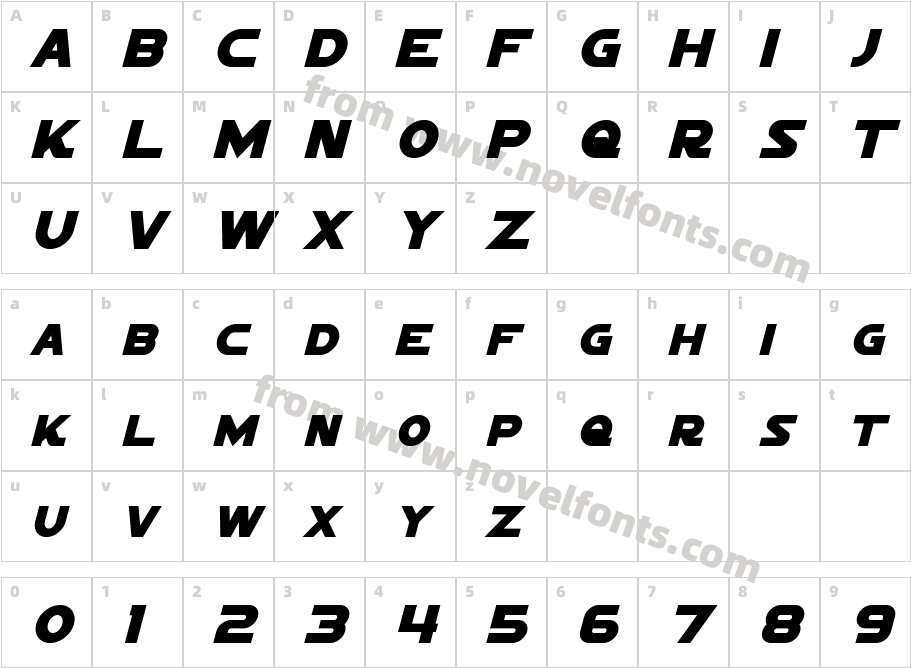 Sigma Five Marquee Bold ItalicCharacter Map