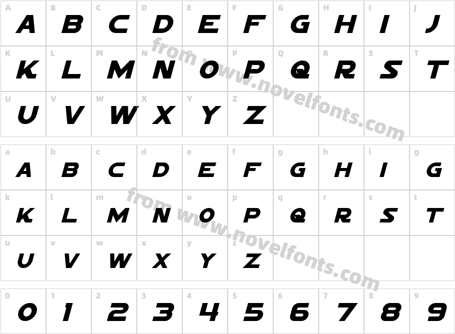 Sigma Five Marquee ItalicCharacter Map