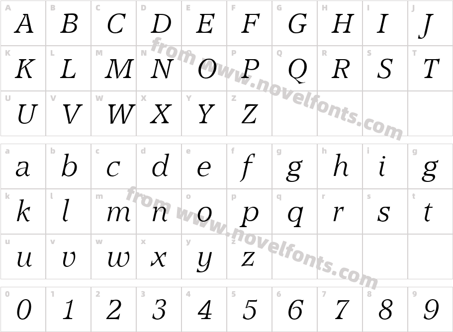 AccoladeLH-LightItalicCharacter Map