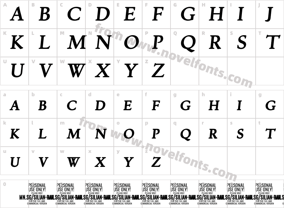 Silian Rail PERSONAL USE Bold ItalicCharacter Map