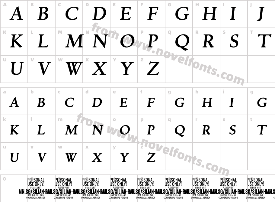 Silian Rail PERSONAL USE ItalicCharacter Map