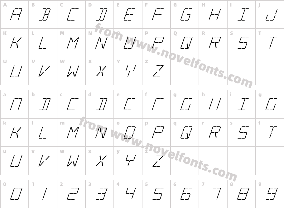 Silverball ObliqueCharacter Map