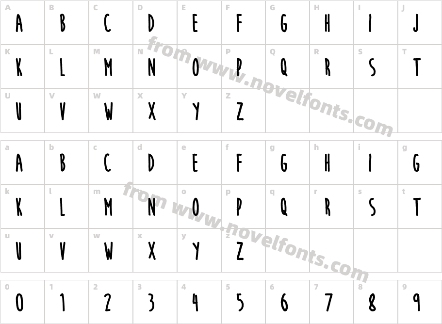 Simpleton BoldCharacter Map