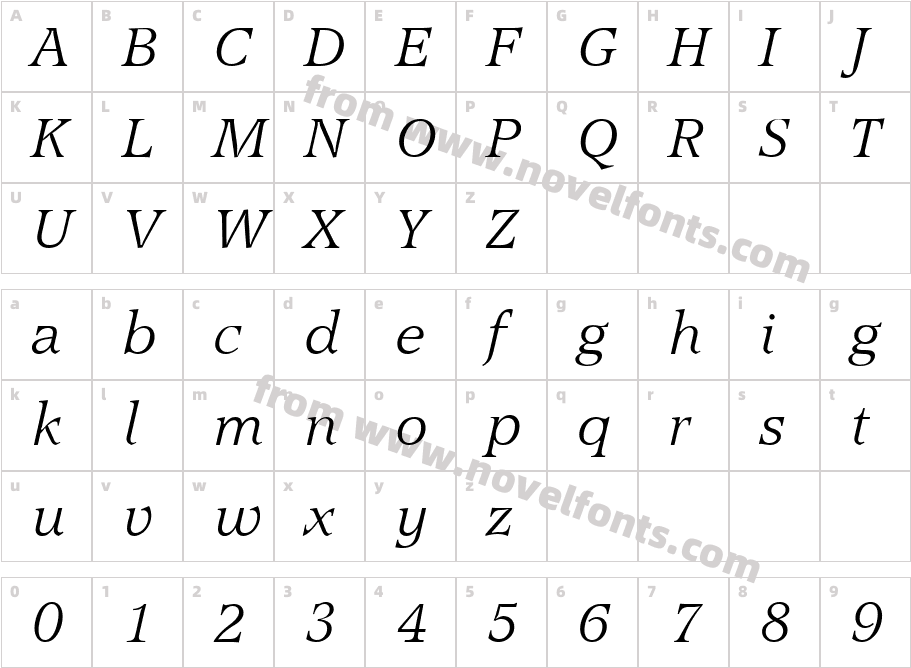 Accord Light SF ItalicCharacter Map