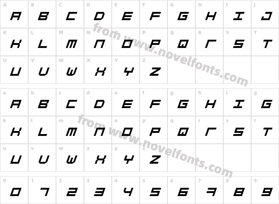 Simply Mono ObliqueCharacter Map