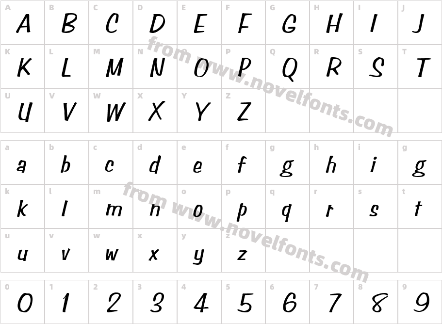 Simpson ItalicCharacter Map