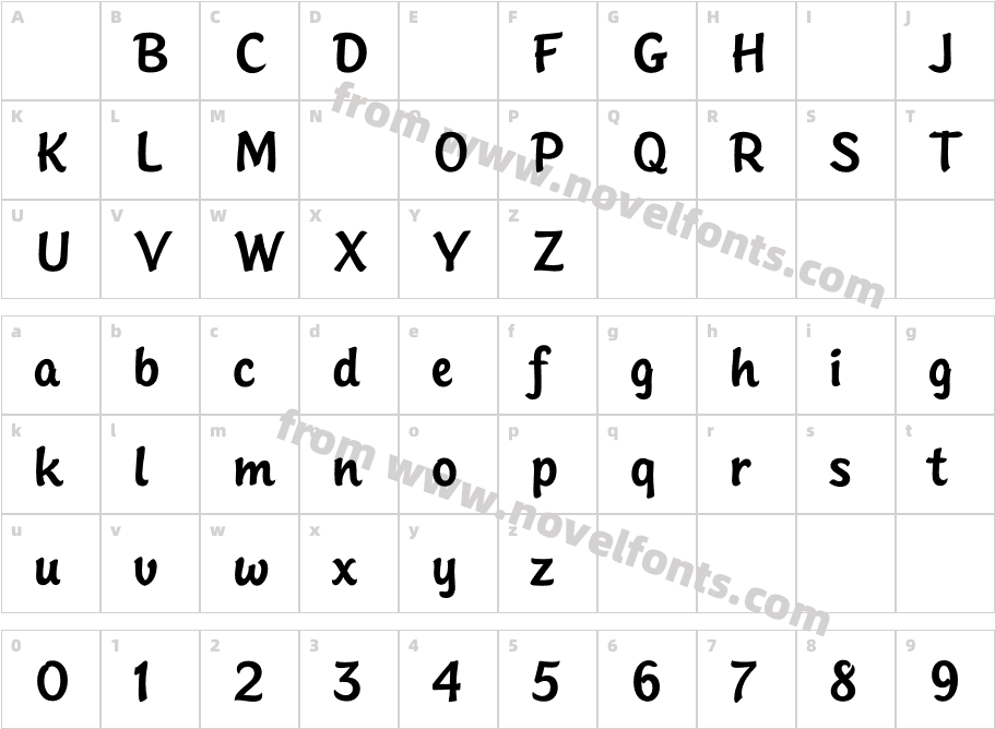 SinclairMediumScriptCharacter Map