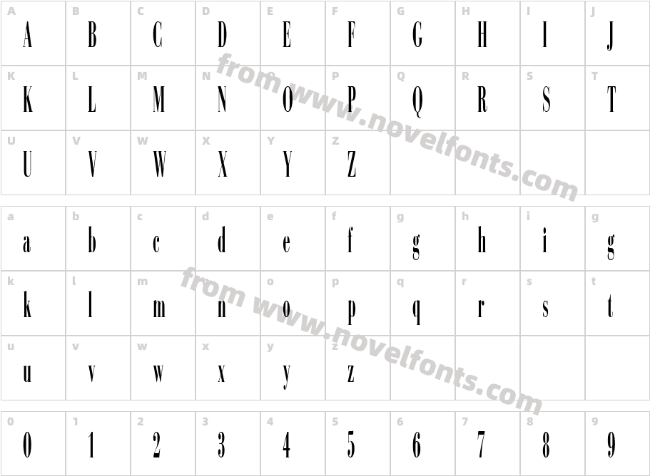 Sinema Display SSi Extra CondensedCharacter Map