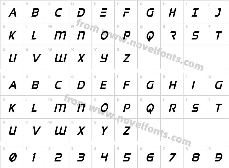 Singapore Sling Condensed ItalicCharacter Map