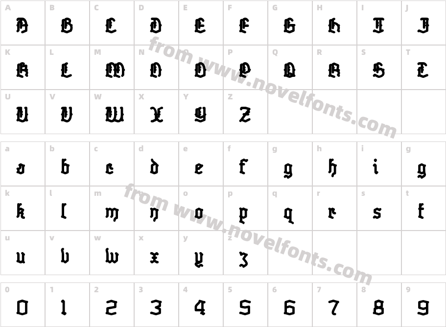 Skelett BoldCharacter Map