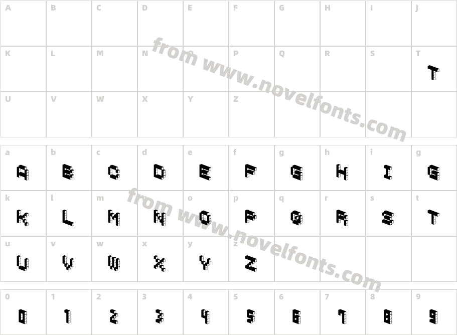 DemonCubicBlockFont DarkCharacter Map