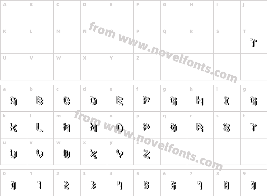 DemonCubicBlockFont ShadeCharacter Map