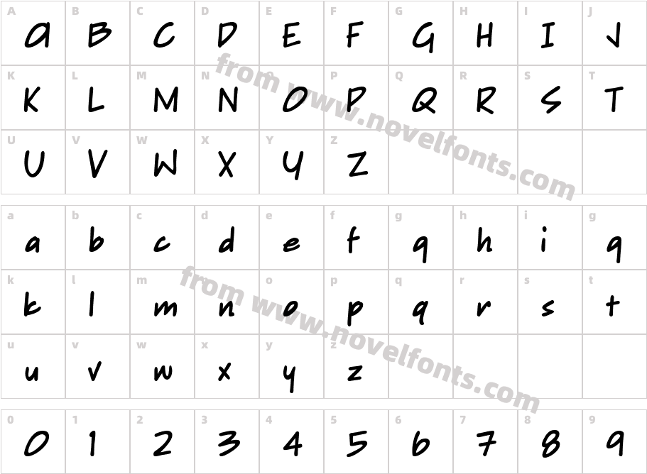 Sketchpad Note BoldCharacter Map