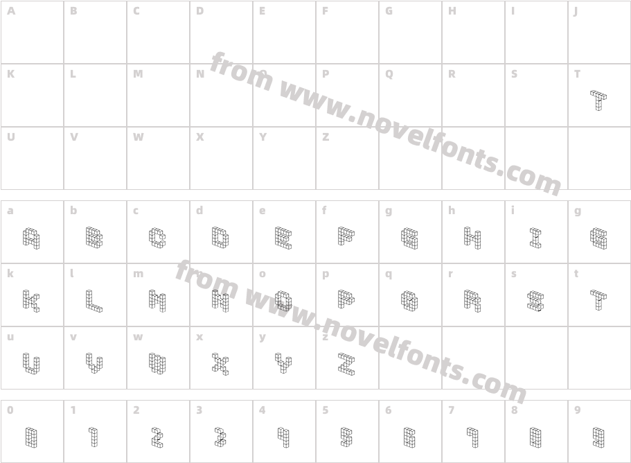 DemonCubicBlockFontCharacter Map