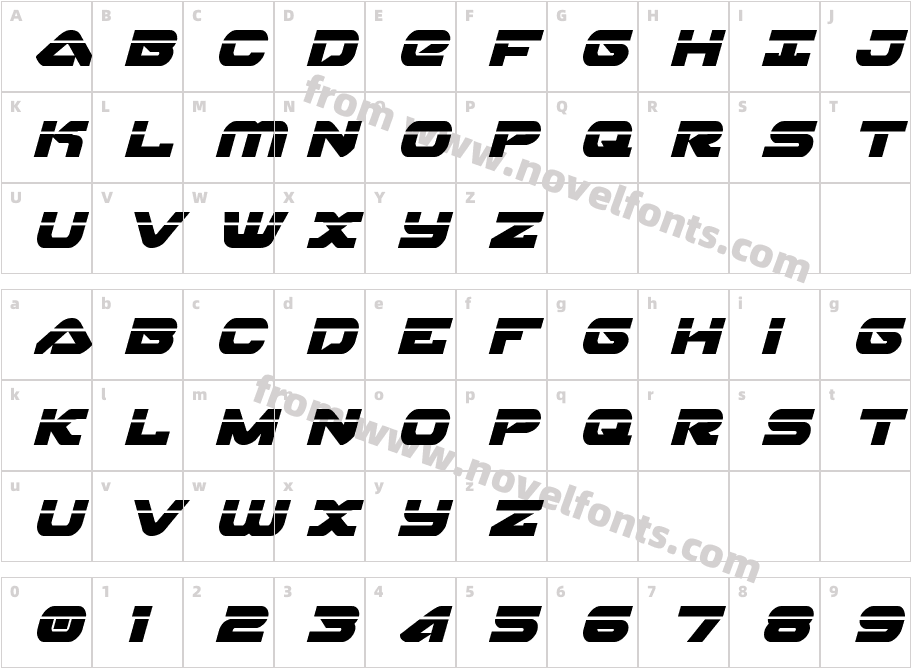 Skyhawk Laser ItalicCharacter Map