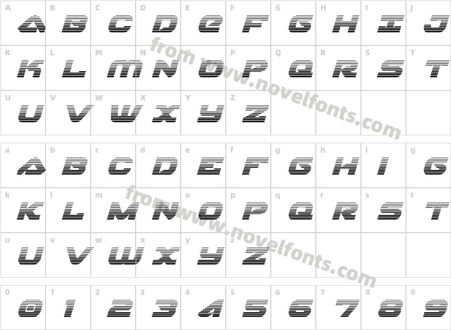 Skyhawk Scanlines ItalicCharacter Map