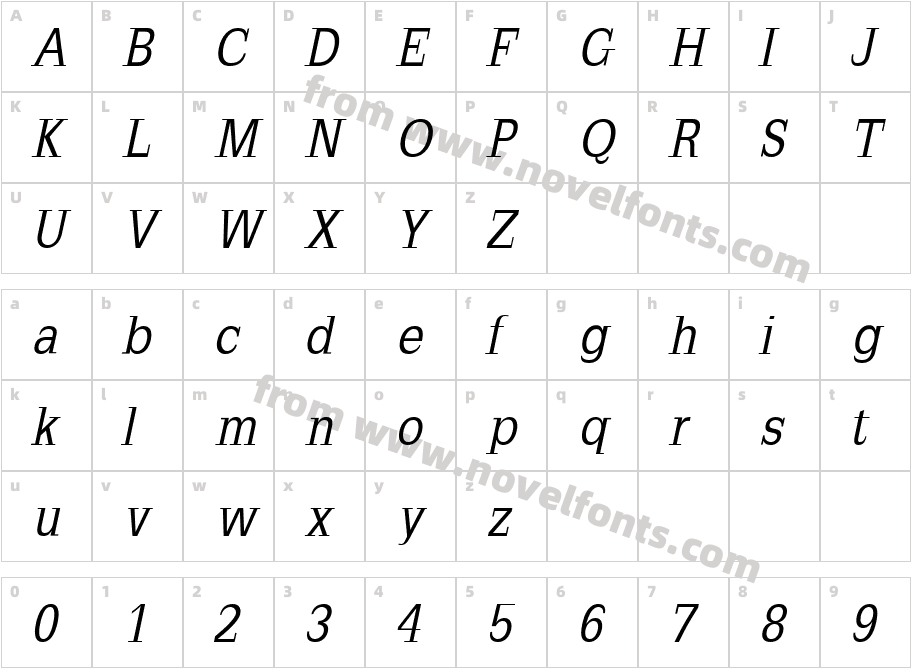 SlabRomana-ObliqueCharacter Map