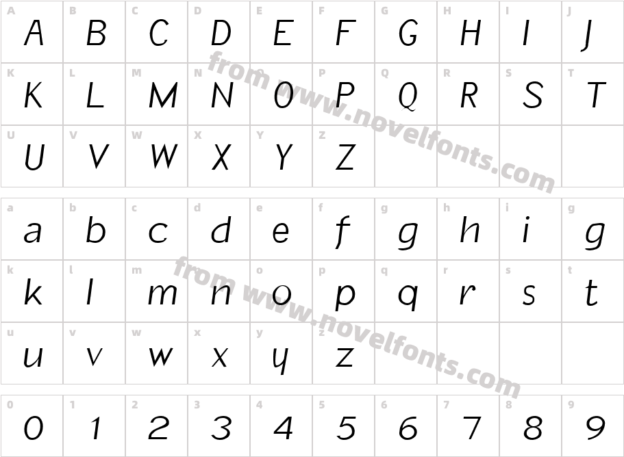 SlantInformal RegularCharacter Map