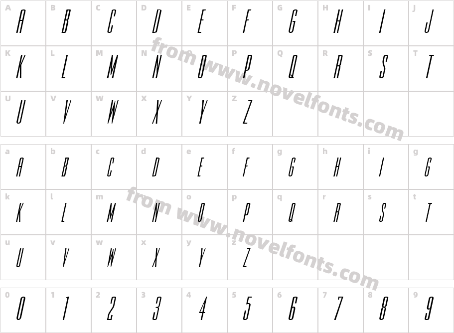 Slim-Jim Bold ItalicCharacter Map