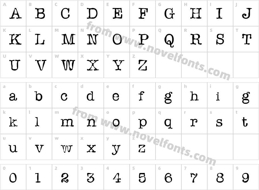 Sloppy InkCharacter Map