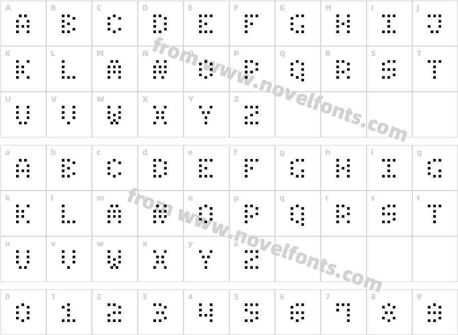 Small Dot Digital-7Character Map