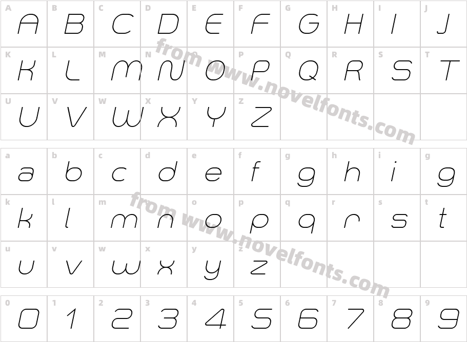 Smush Light ItalicCharacter Map