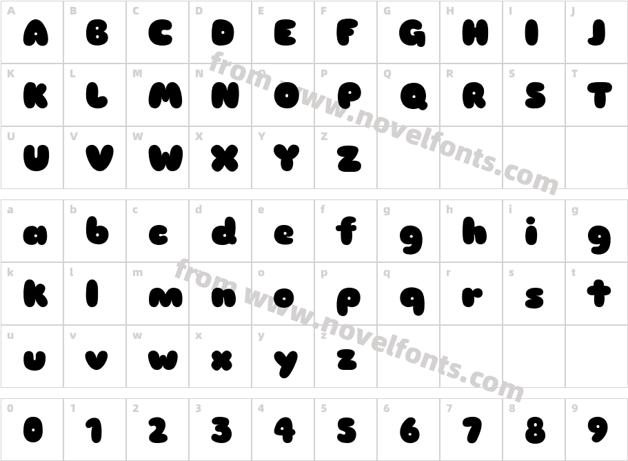 Sniglet ExtraBoldCharacter Map