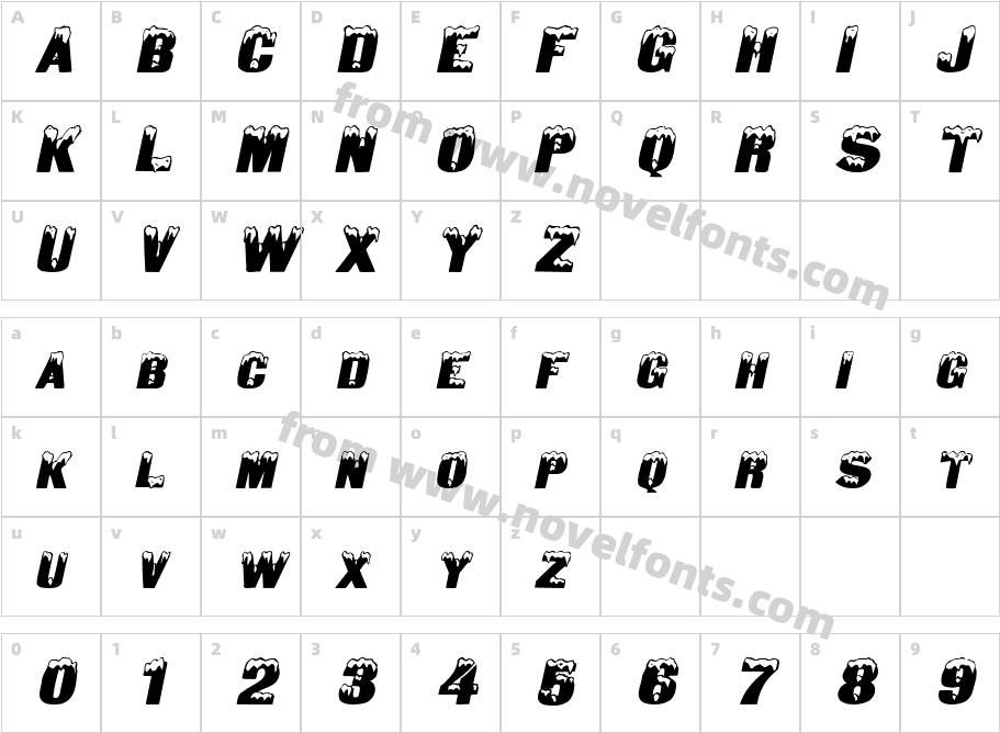 Snow Caps-Extended ItalicCharacter Map