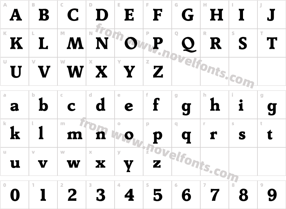 Derringer-BoldCharacter Map