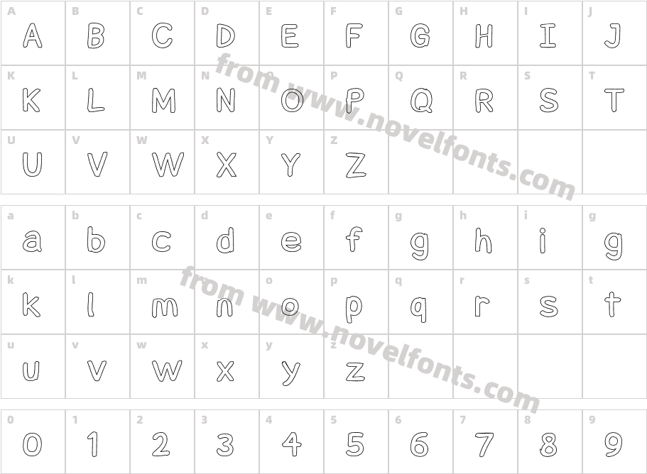 Snowfall Black OutlineCharacter Map