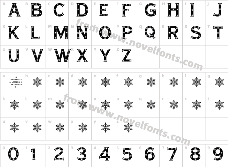 Snowflake LettersCharacter Map