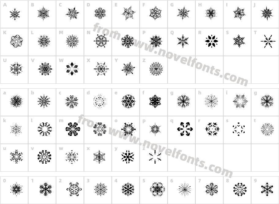 Snowflakes tfbCharacter Map