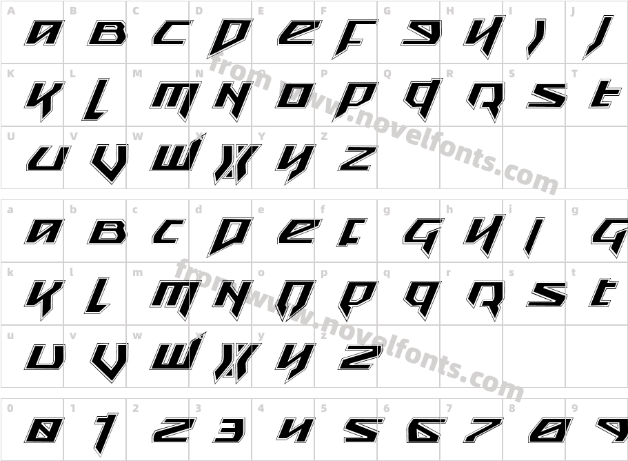 Snubfighter Academy ItalicCharacter Map