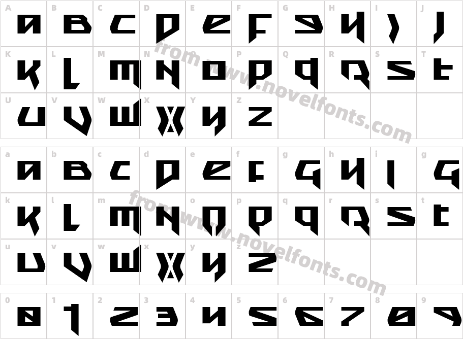 Snubfighter BoldCharacter Map